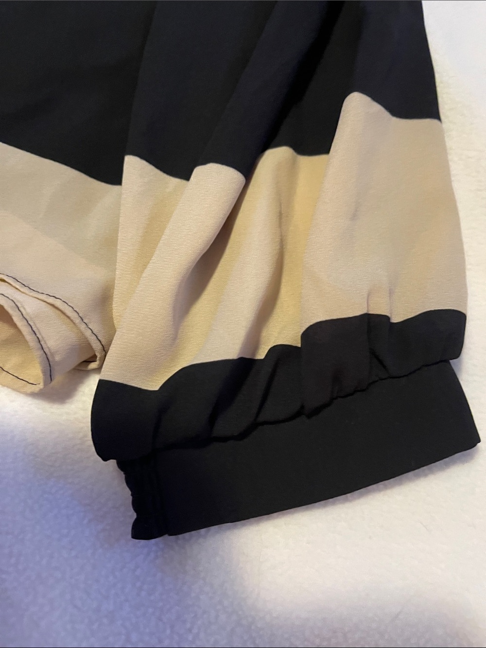 Alfani Black Green Cream Striped Button-Down Blouse - Picture 7 of 7